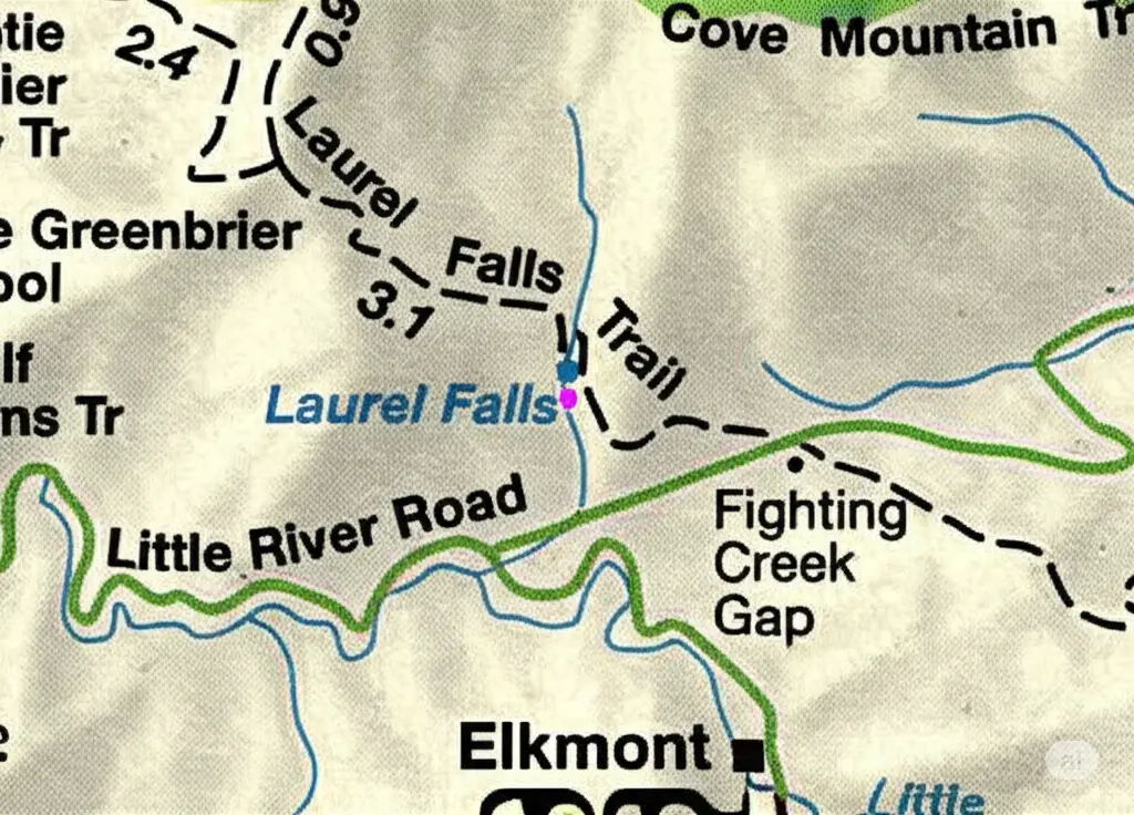 Laurel Falls Map for Hiking